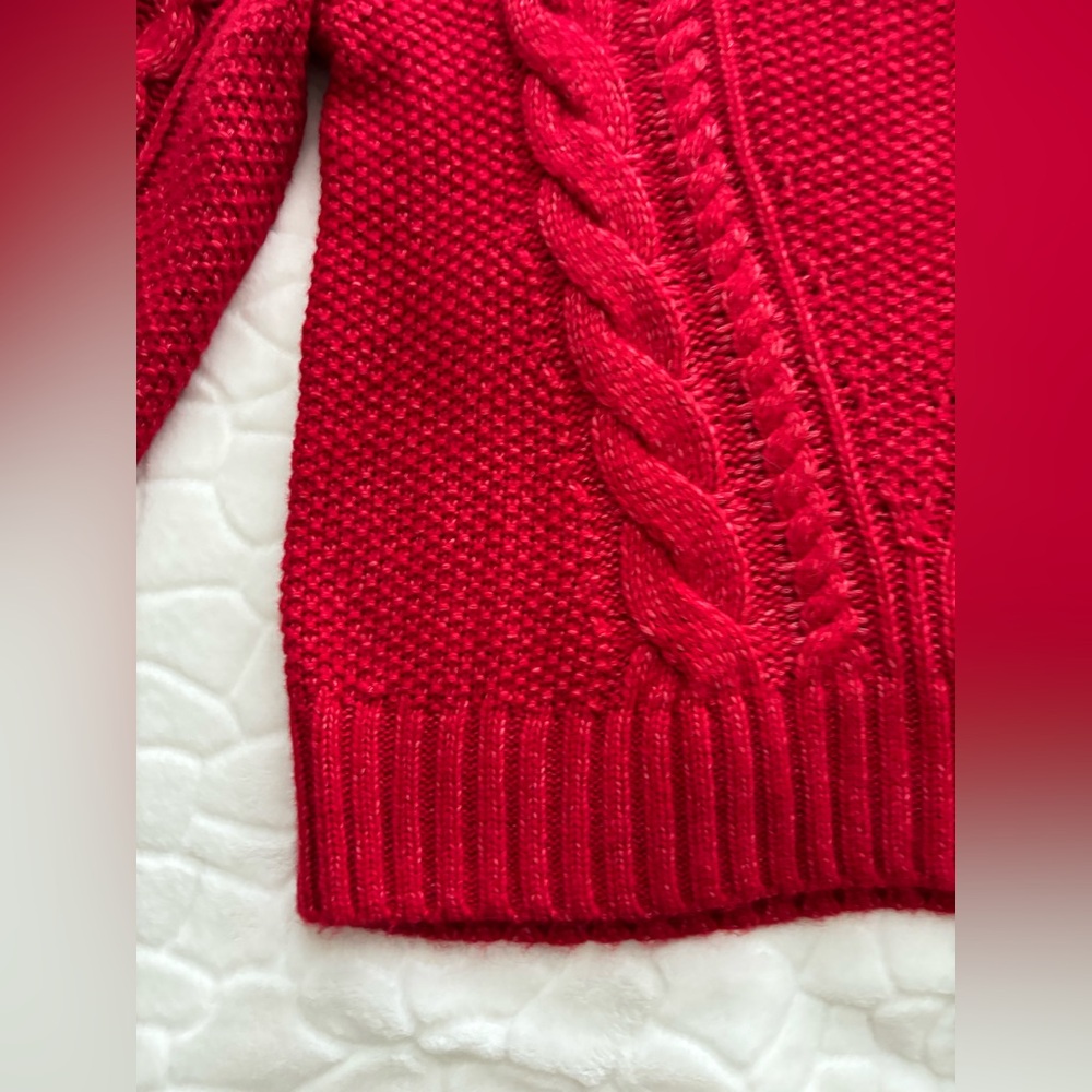 SOLD🚫Lands End NWOT Red Cable Knit Sweater - Picture 2 of 11